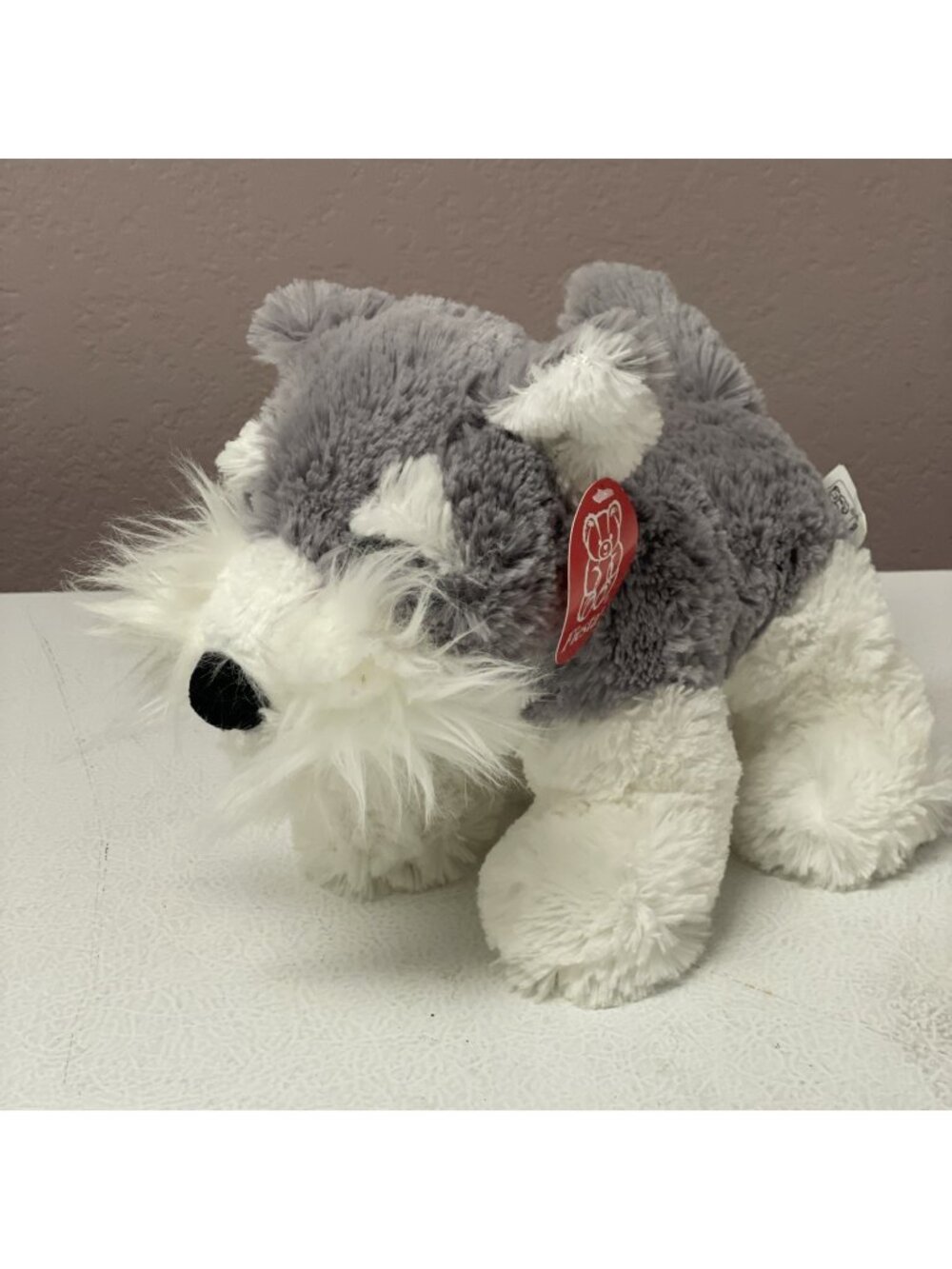 Fiesta Schnauzer Puppy Dog Plush Stuffed Animal Gray White Floppy Bean Bag
